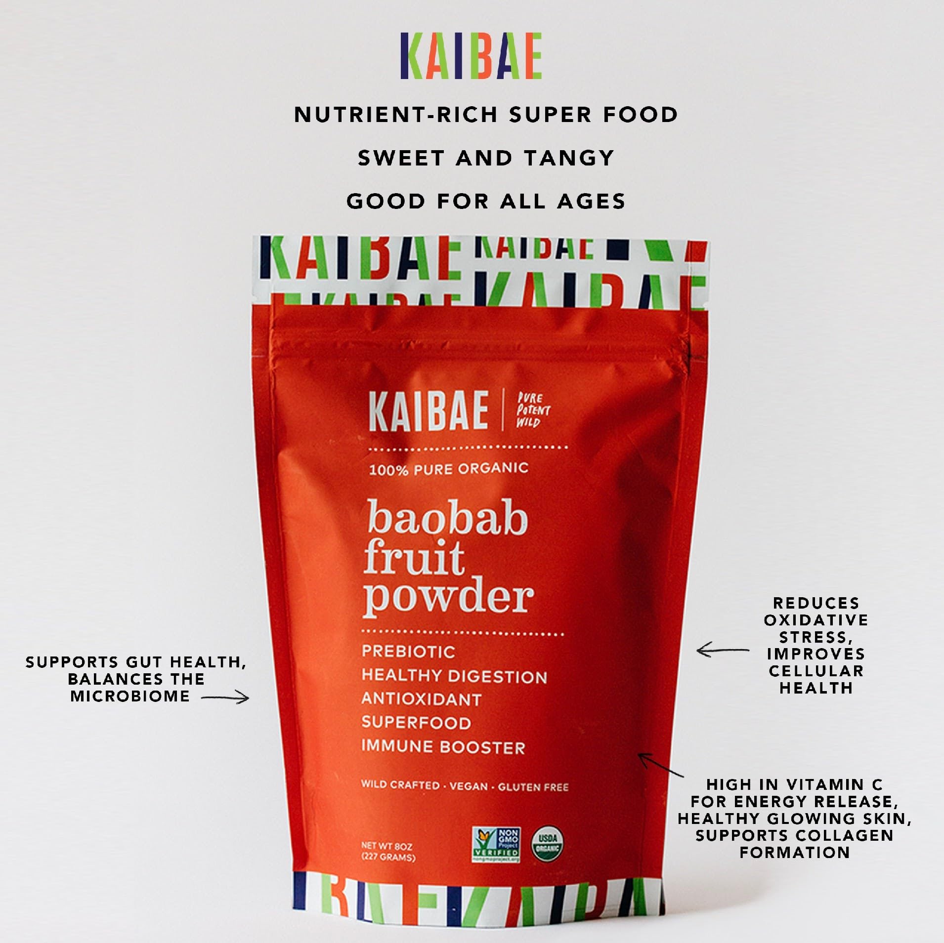 KAIBAE polvo en cuchara listo para añadir a bebidas, práctico y medible