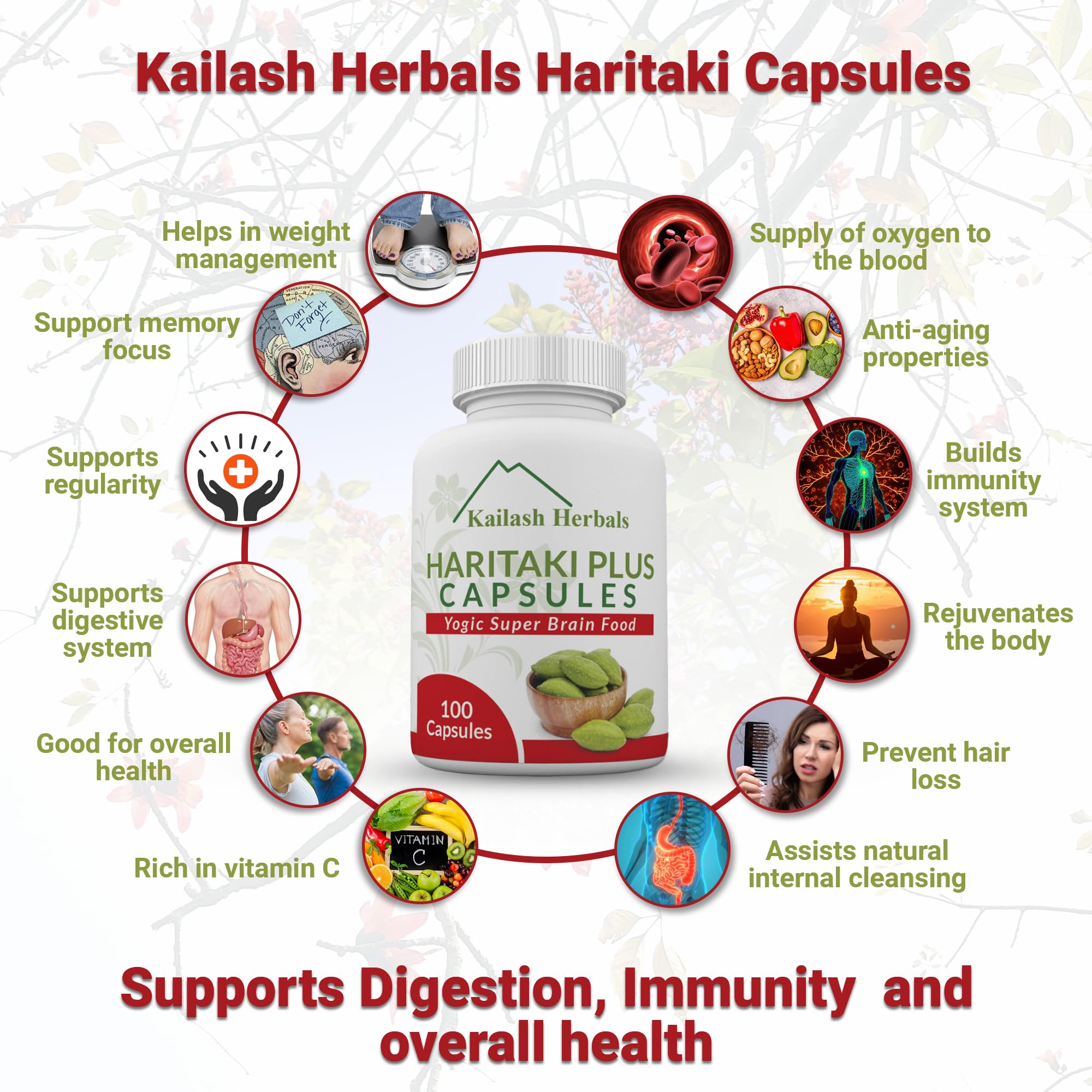 Kailash Herbals cápsulas dispuestas en plato subrayando forma vegana