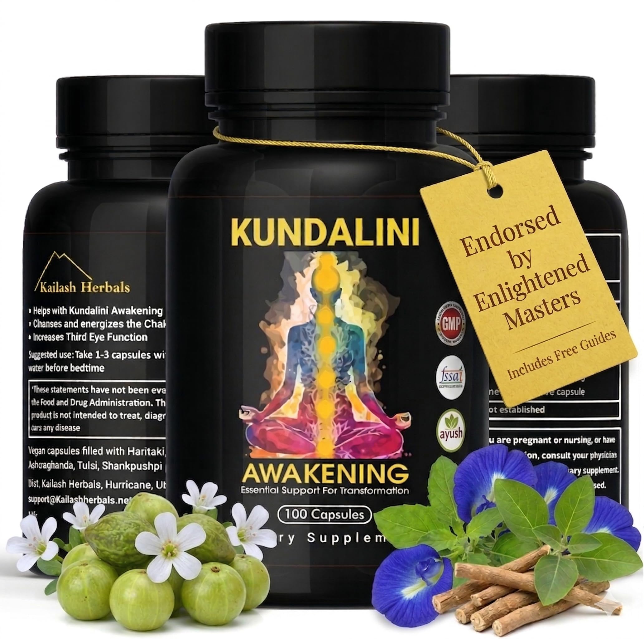 Kailash Herbals envase frontal mostrando etiqueta y beneficios