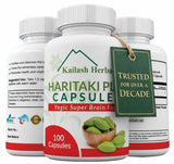 Kailash Herbals envase frontal mostrando Haritaki y facilidad de uso