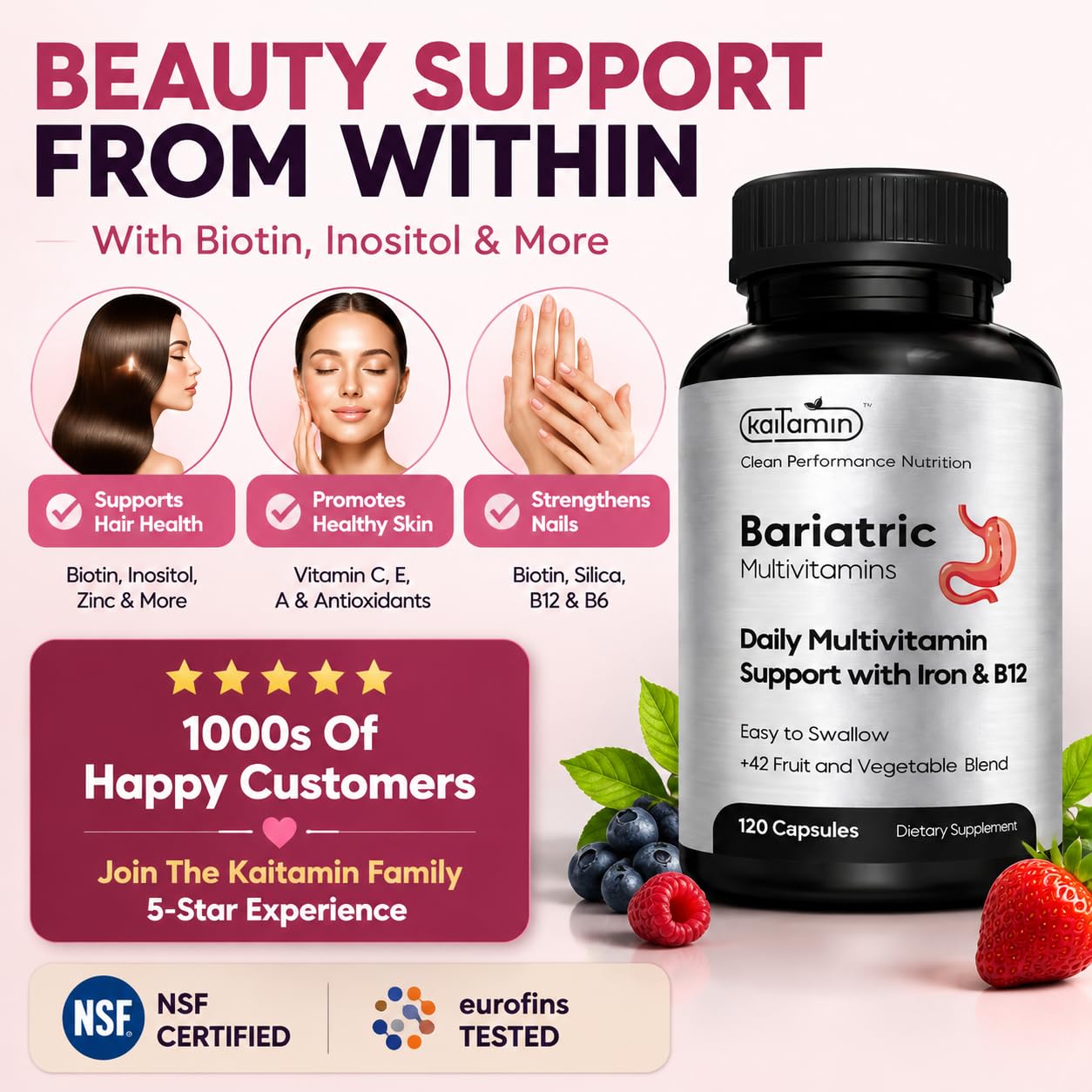 Kaitamin etiqueta nutricional clara, información completa del producto