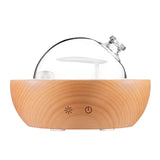 kakoda difusor frontal con base de madera y cúpula de cristal, elegante decoración