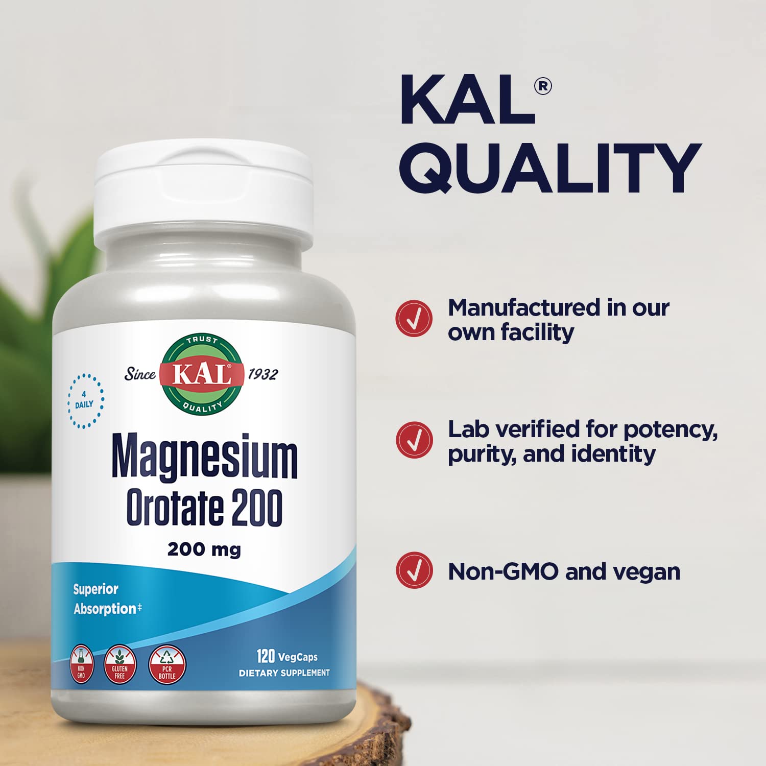 KAL etiqueta con información de ingredientes clara y sin alérgenos