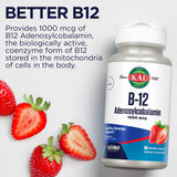 KAL etiqueta nutricional legible indicando 1000 mcg de B12