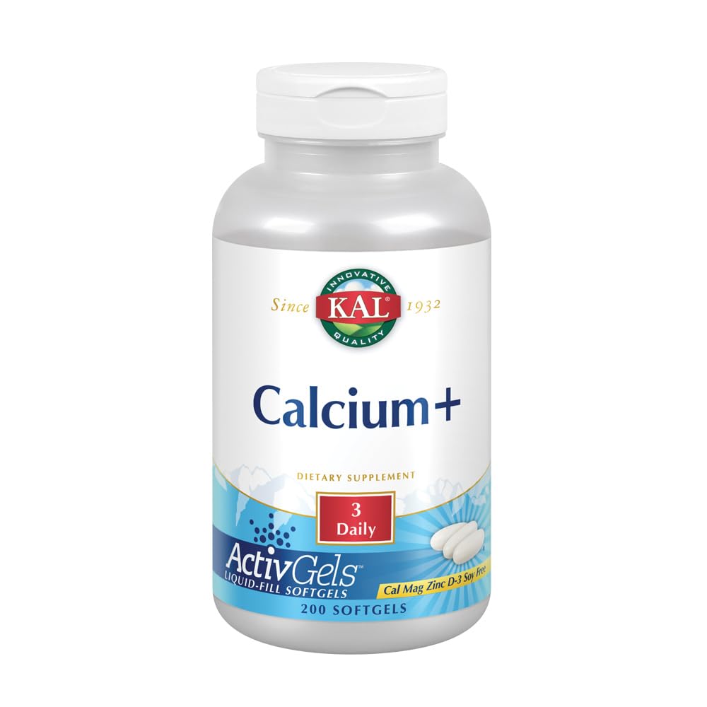 KAL frasco frontal de Calcium Plus 200 cápsulas para suministro prolongado
