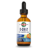 KAL frasco frontal D3 K2 DropIns mostrando diseño y cantidad