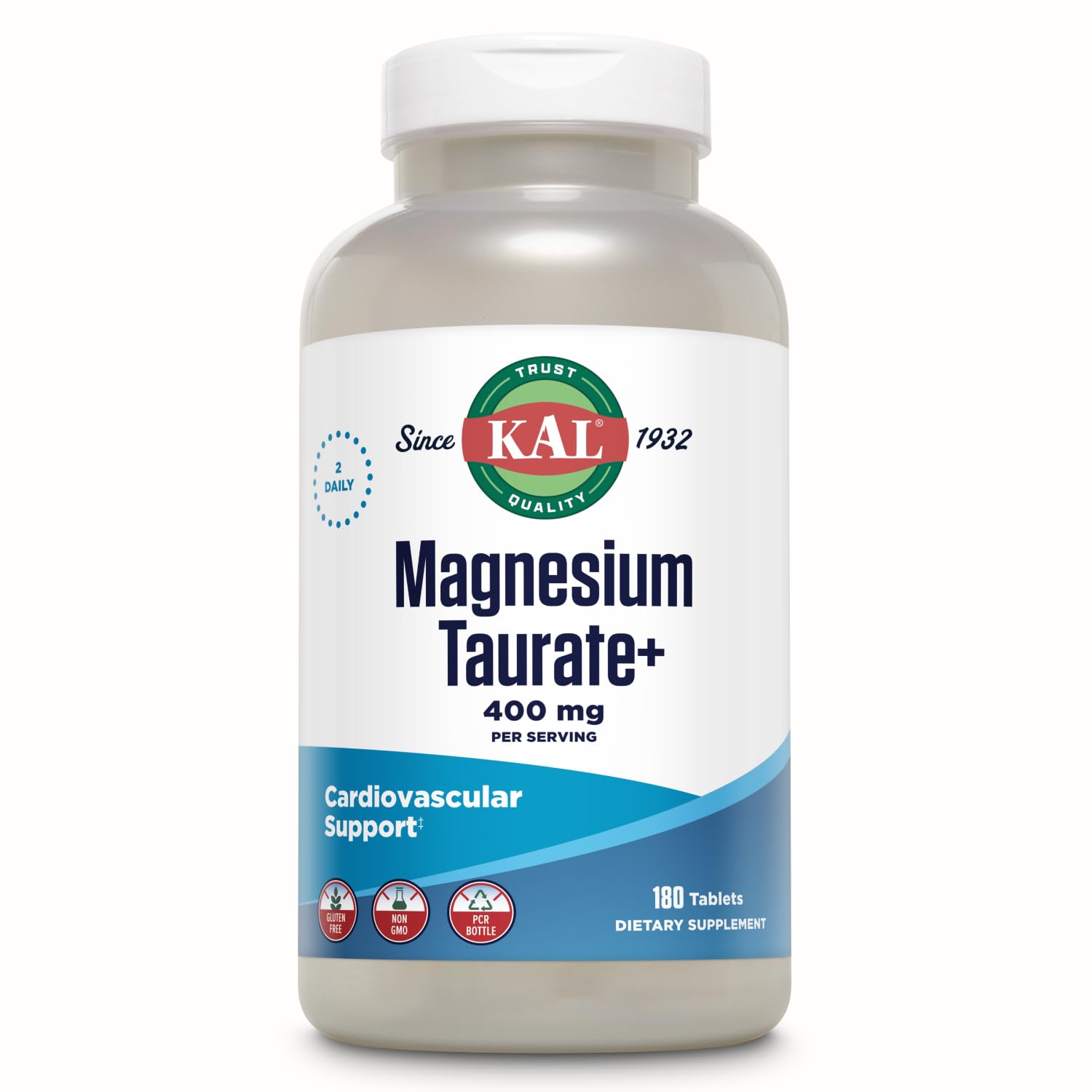 KAL envase frontal de Magnesium Taurate mostrando formato y ventaja de alta absorción