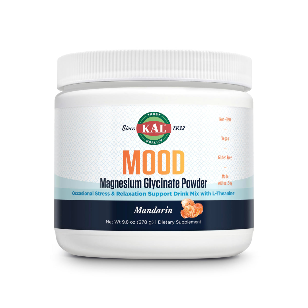 Envase KAL Mood Magnesium Powder vista frontal, presentación clara y beneficios