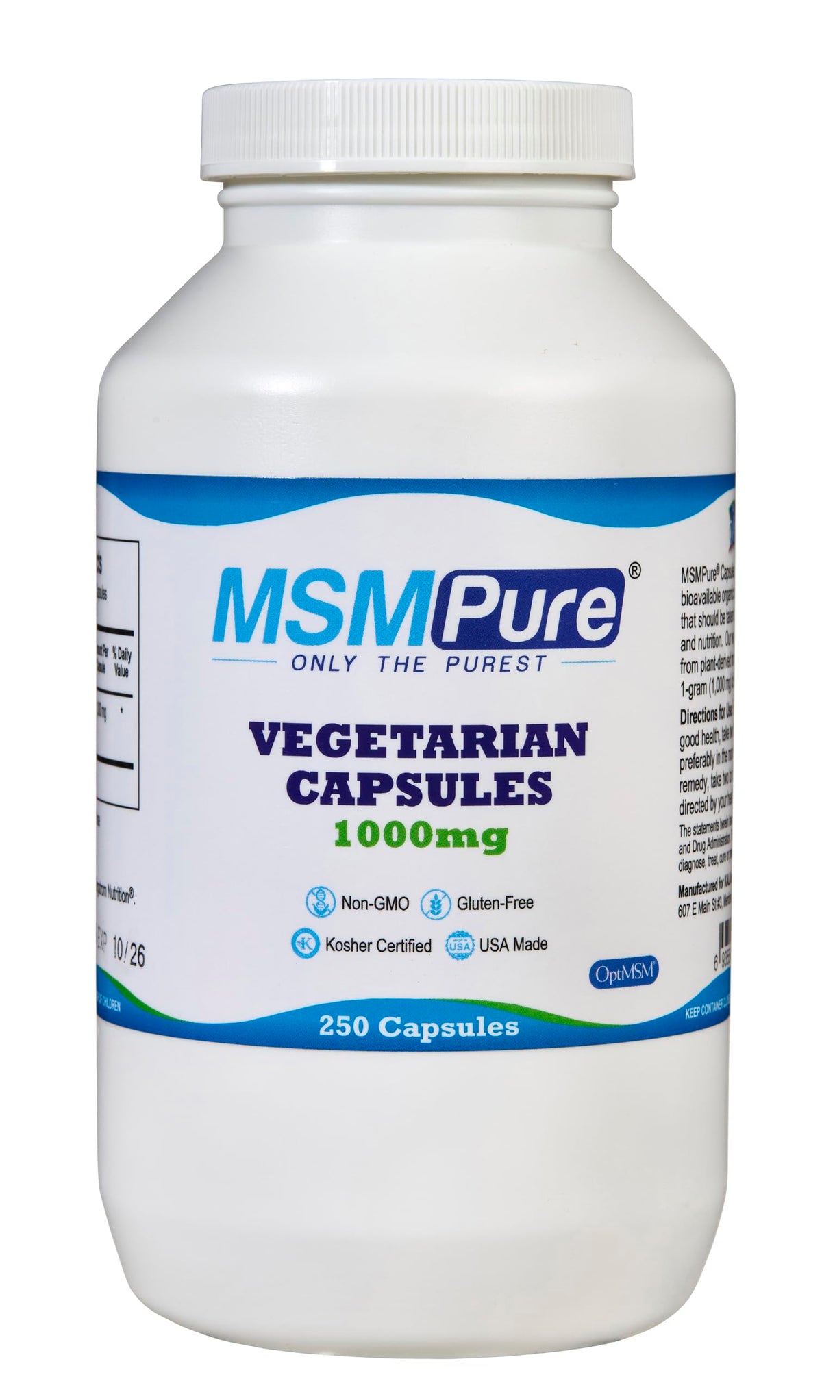 KALA HEALTH frasco MSMPure al frente mostrando marca y cantidad – alta pureza