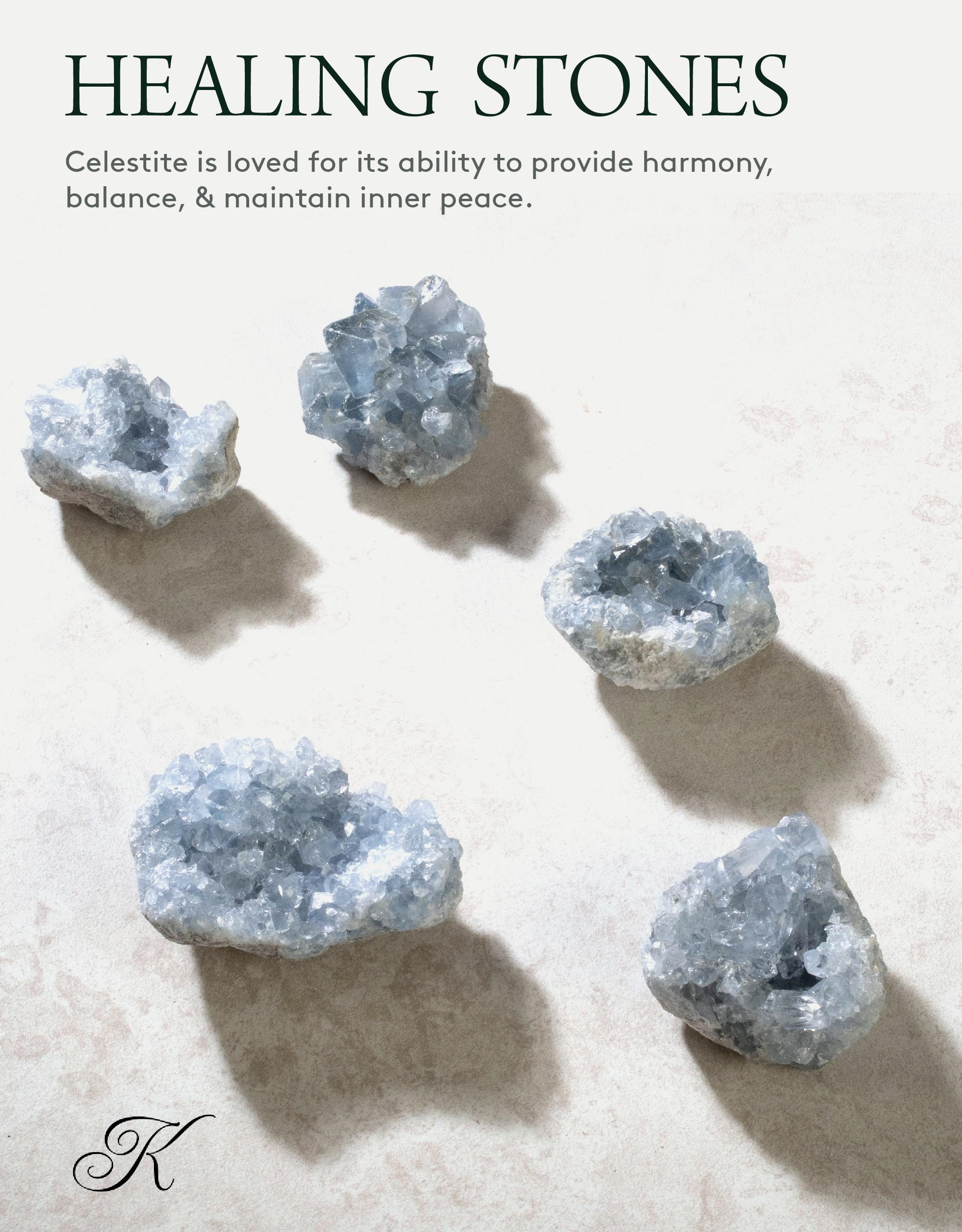 KALIFANO primer plano de cristales de celestita resaltando textura clara