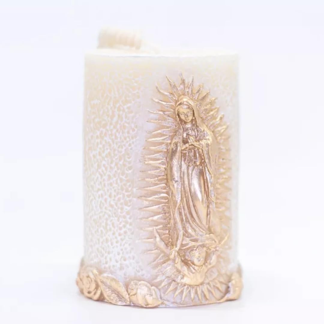 KANICA vela Virgen de Guadalupe frontal, diseño elegante para devoción