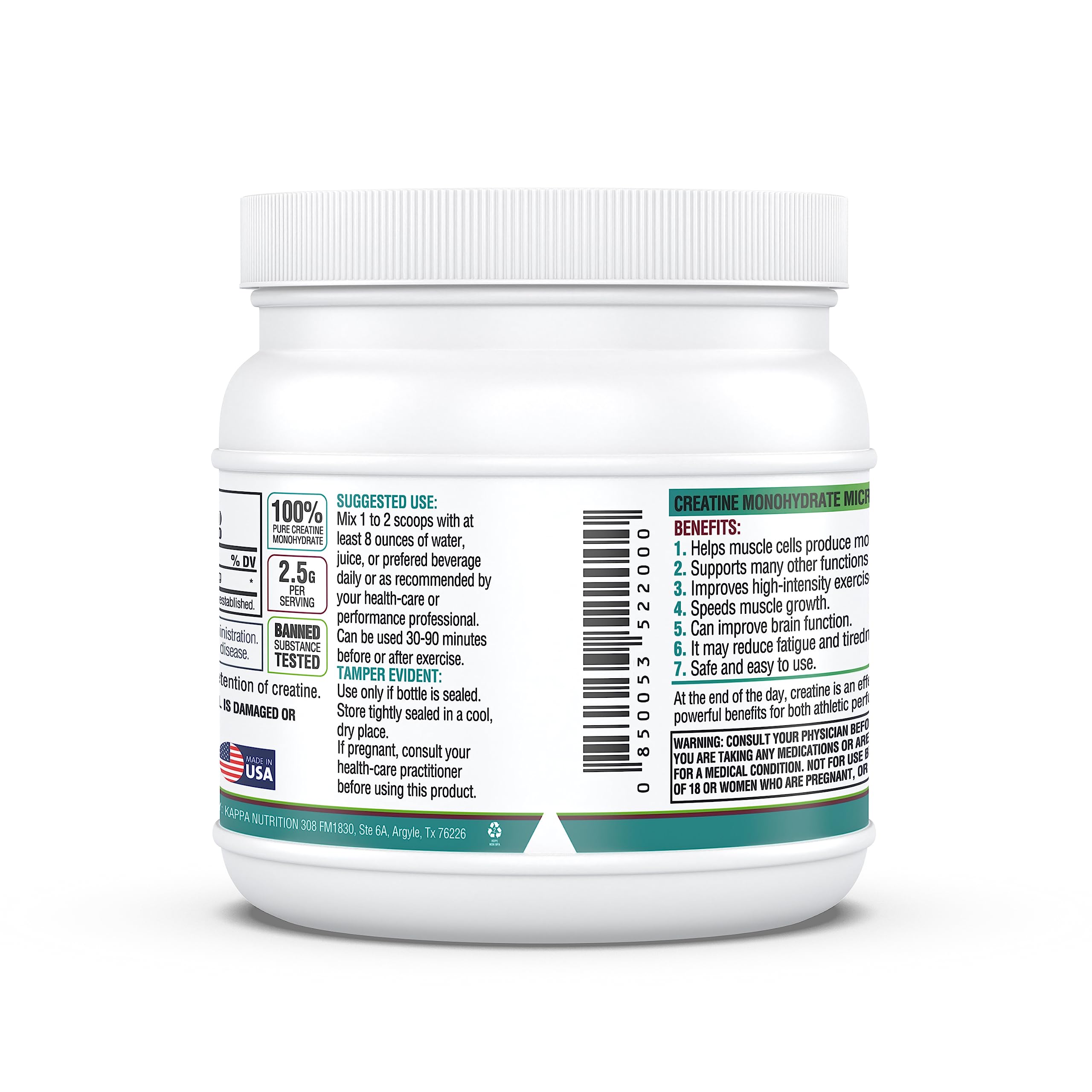 Kappa Nutrition etiqueta con información nutricional y pruebas deportivas