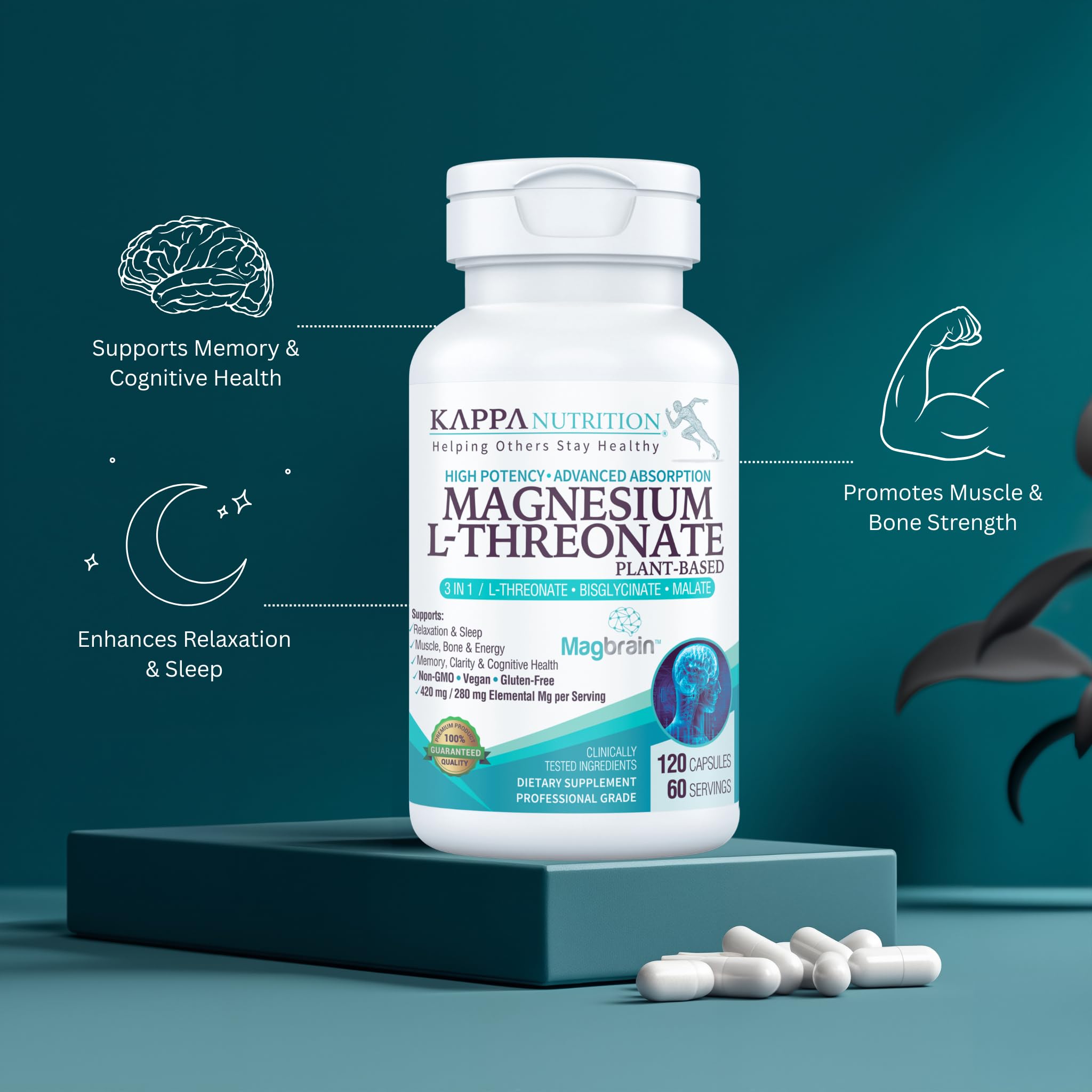 KAPPA NUTRITION etiqueta con ingredientes y 420 mg magnesio elemental