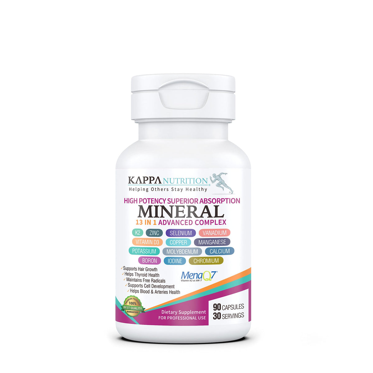KAPPA NUTRITION frasco delante mostrando etiqueta y beneficio de cobertura mineral
