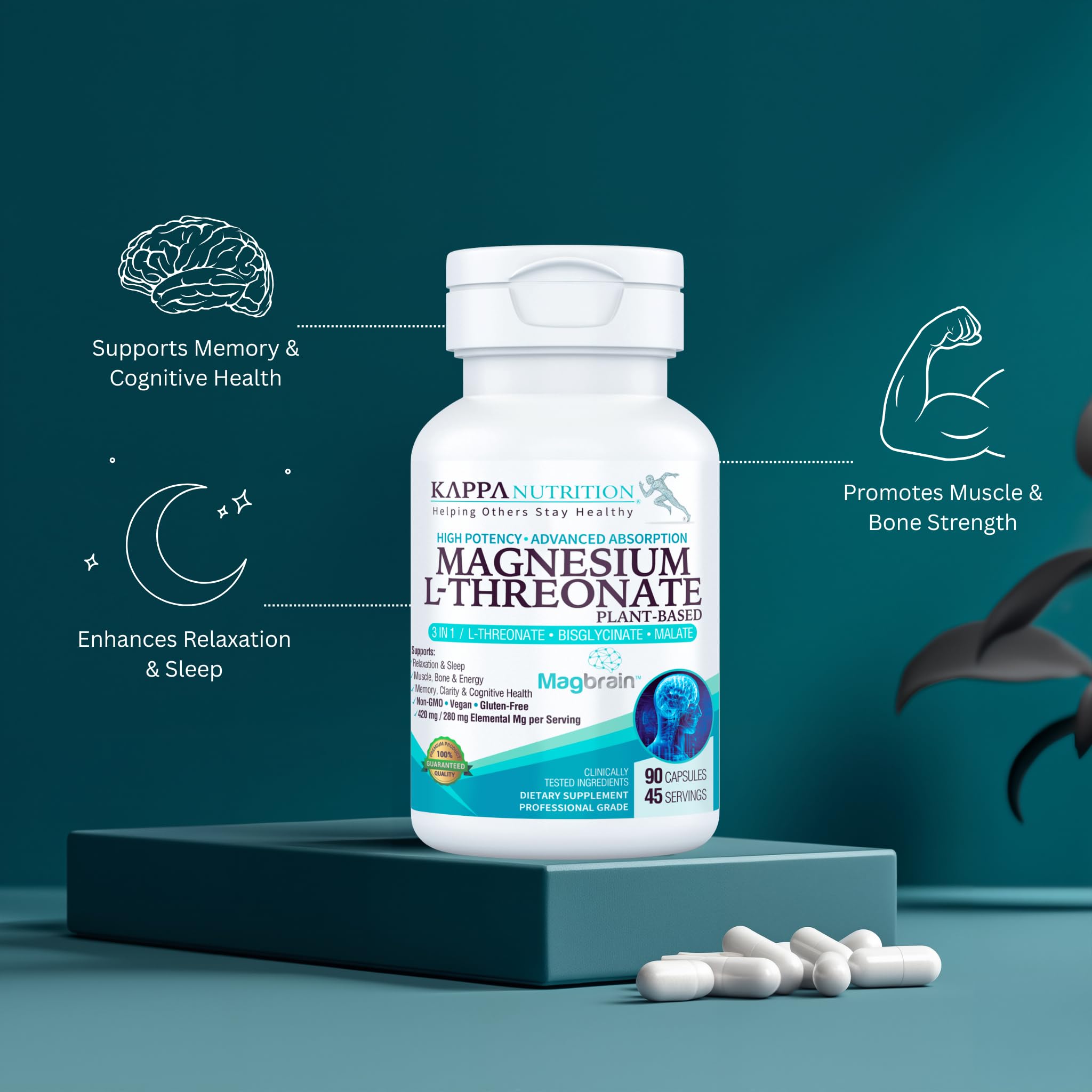 KAPPA NUTRITION primer plano de la cápsula mostrando textura vegetal