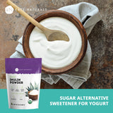 Kate Naturals inulina espolvoreada en yogur natural, aporta fibra sin cambiar sabor