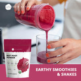 Kate Naturals smoothie rojo vibrante preparado con polvo de remolacha, aporta color natural