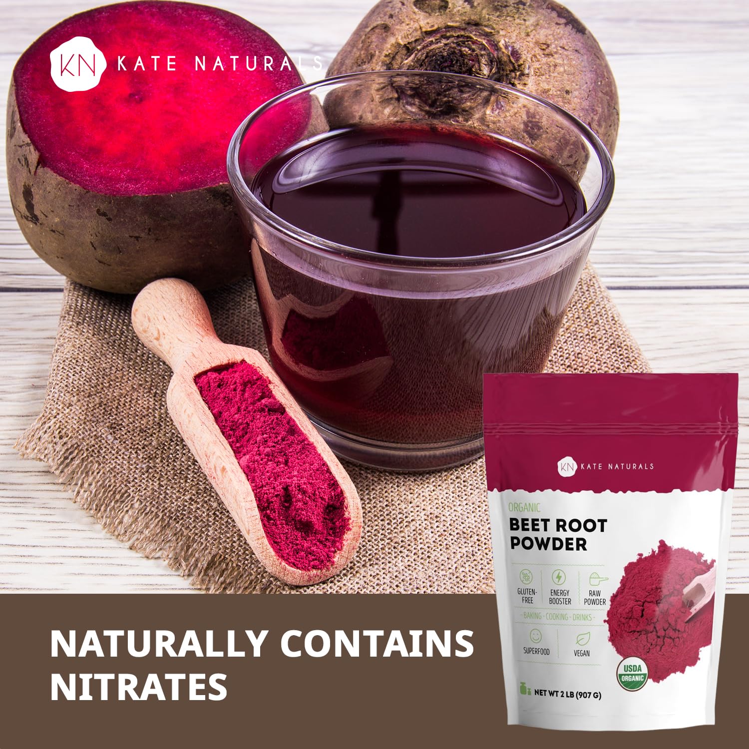 Kate Naturals primer plano de textura en polvo fina, ideal para mezclar y dosificar