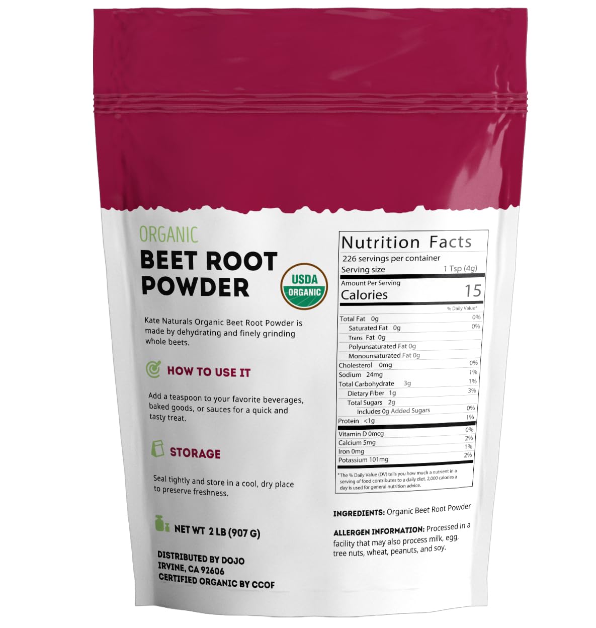 Kate Naturals bizcocho rosado teñido con polvo de remolacha, alternativa natural al colorante