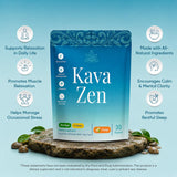 Kava Zen sobre abierto con polvo naranja que muestra textura fácil de disolver