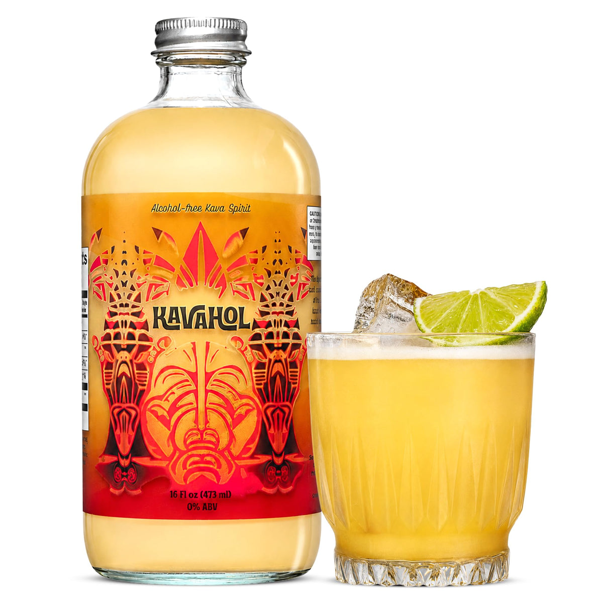Kavahol vista frontal botella mostrando etiqueta y volumen útil