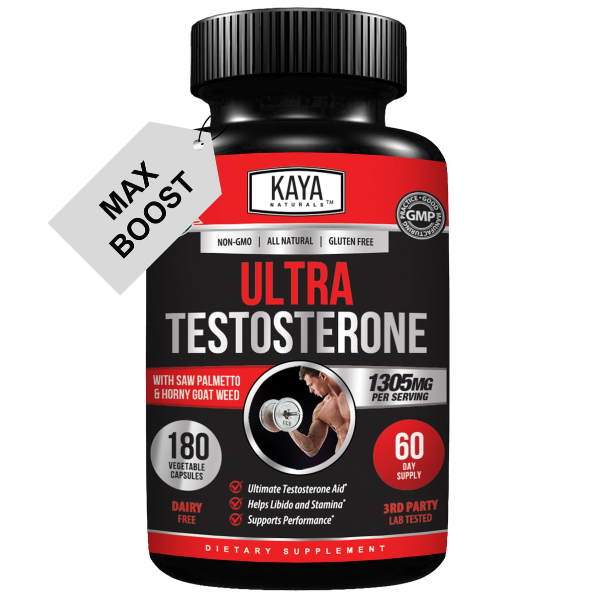 Kaya Naturals frasco frontal mostrando la marca y beneficio de energía