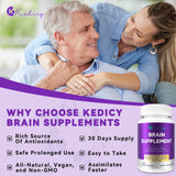 Kedicy ingredientes clave como bacopa y rhodiola en primer plano