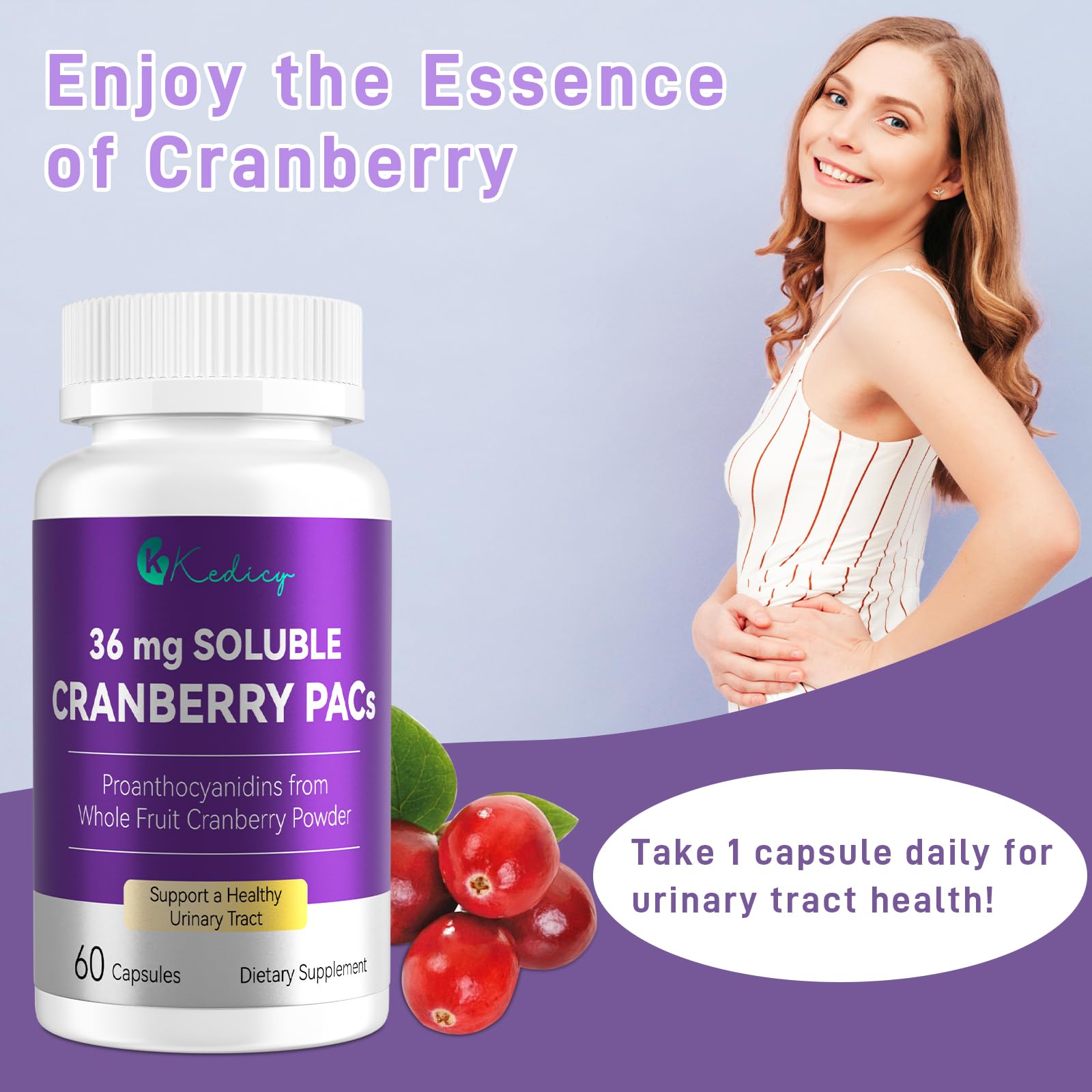 Kedicy ingredientes: piel y semillas de arándano para soporte antioxidante