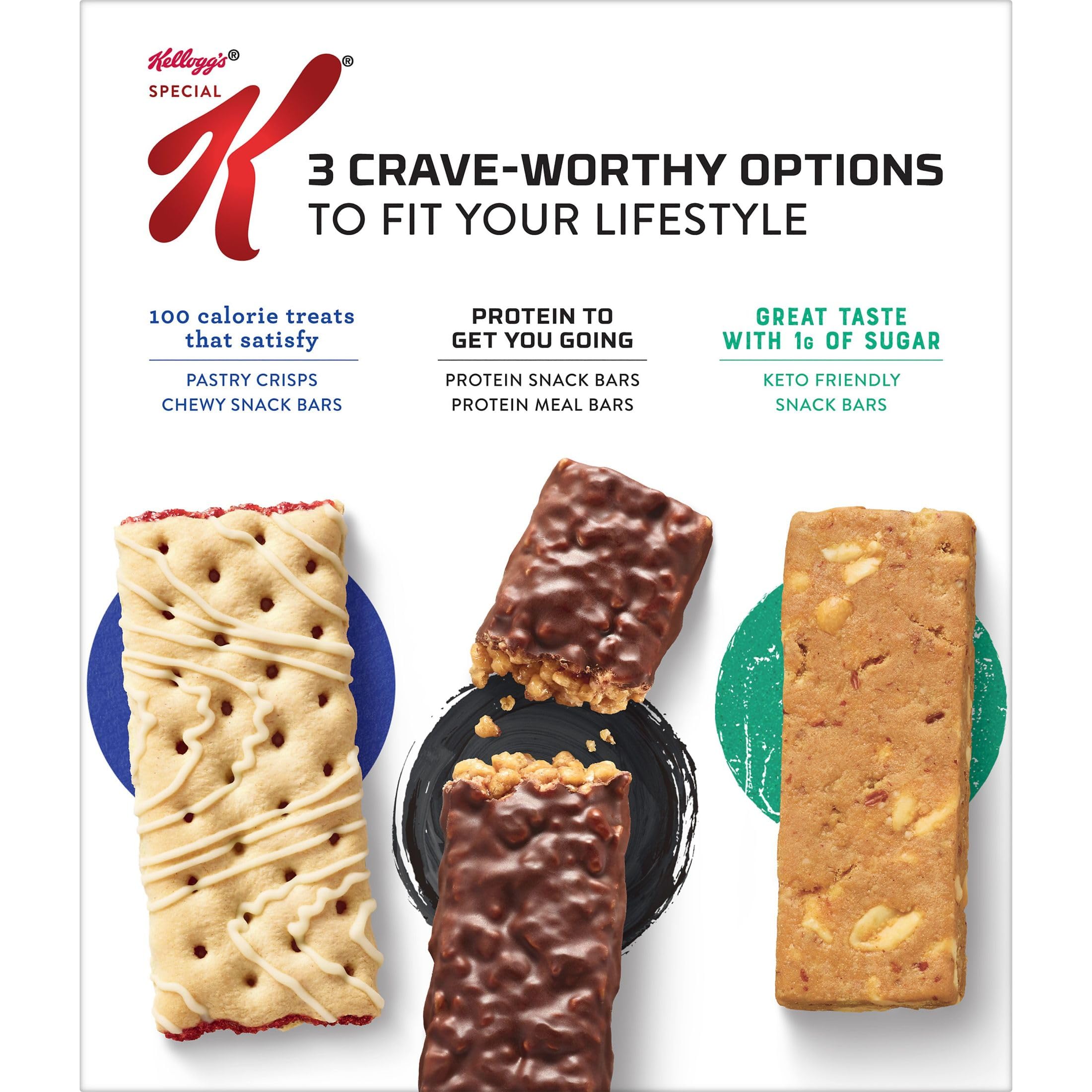 Kellogg's Special K barra junto a una mano para comparar tamaño práctico