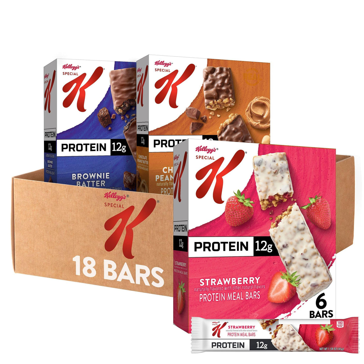 Kellogg's Special K empaque frontal mostrando variedad y conveniencia