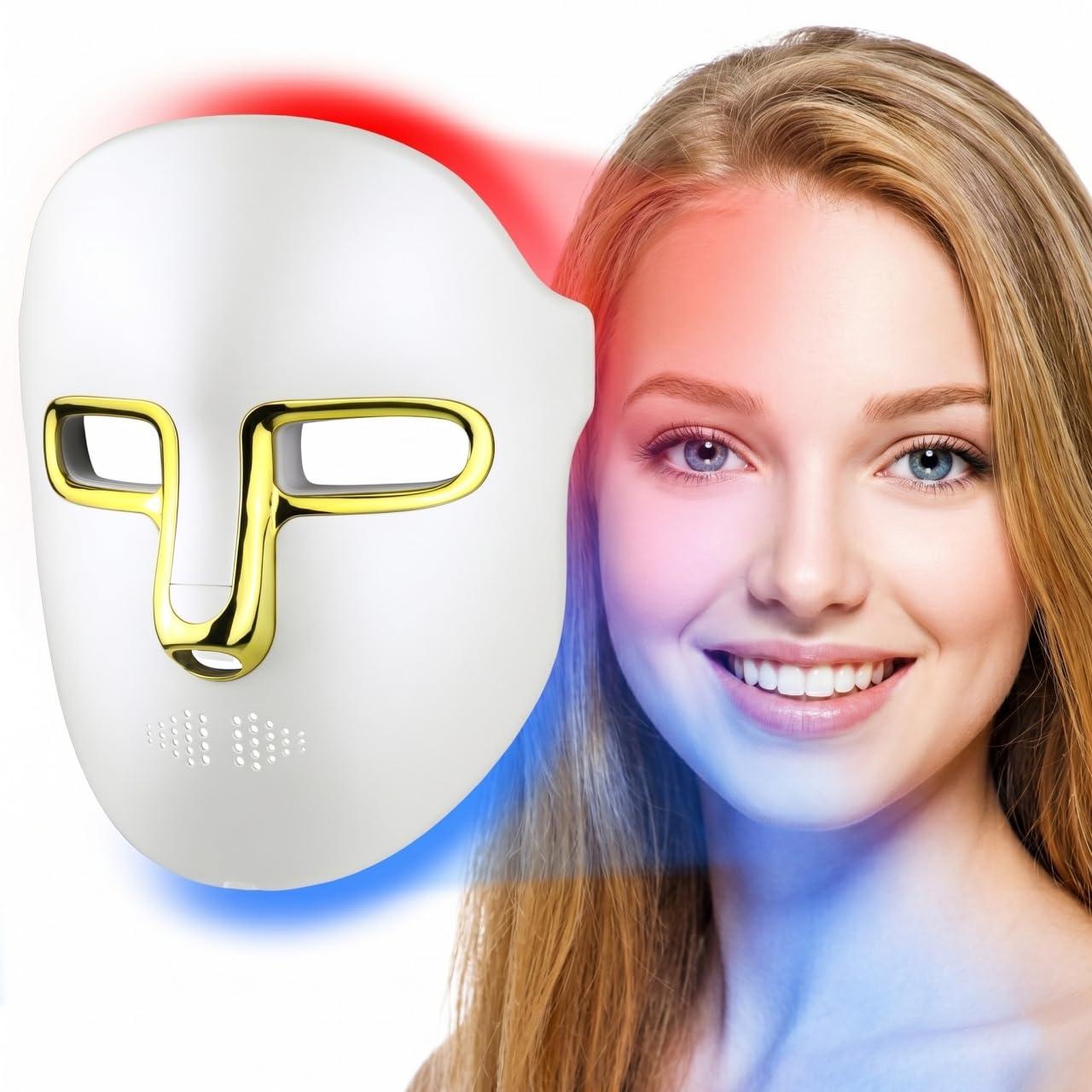 Kelyoo máscara LED frontal mostrando diseño ergonómico y cobertura facial