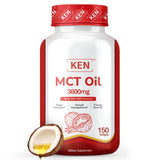 KEN frasco frontal mostrando 150 softgels y beneficio energía concentrada