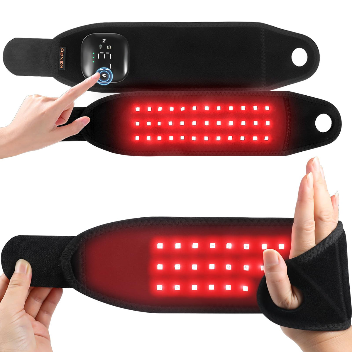 Keneo pulsera frontal mostrando LEDs y ajuste cómodo