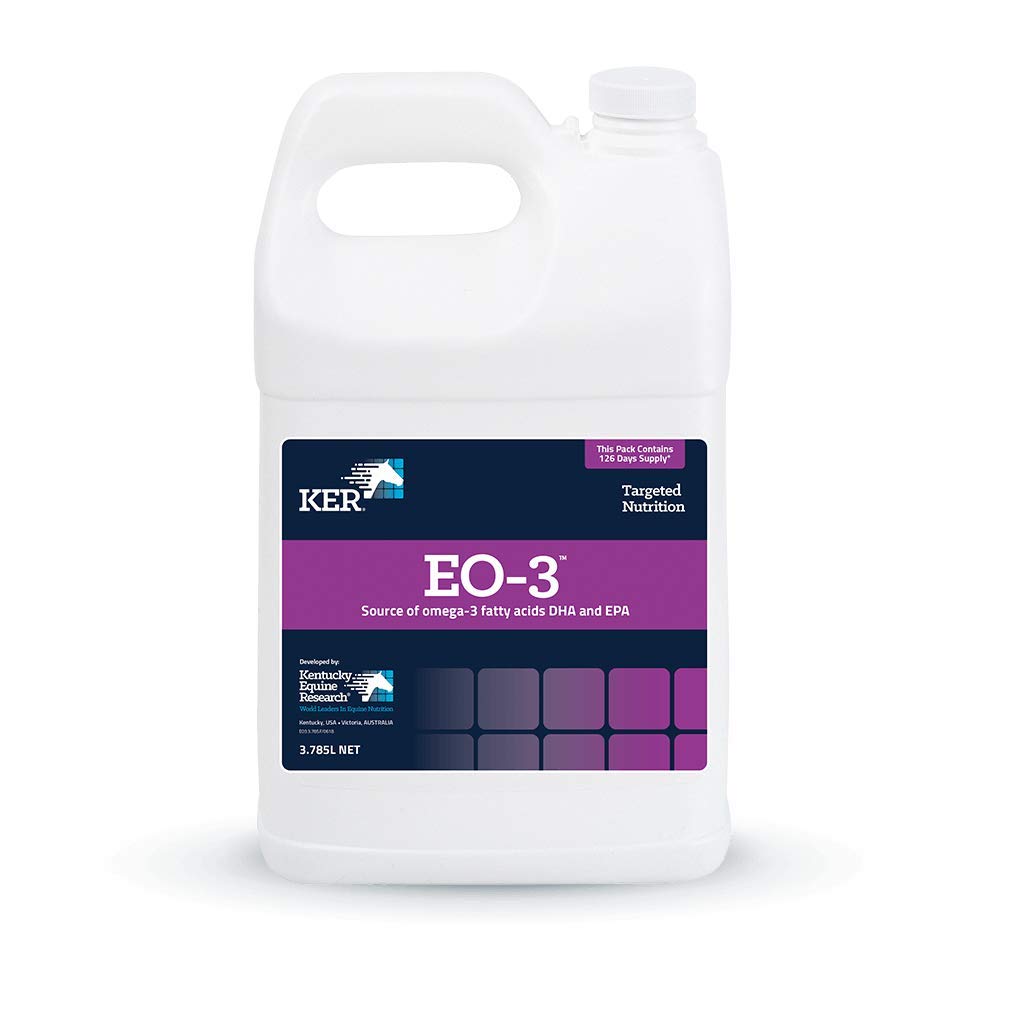 Kentucky Equine Research EO-3 vista frontal botella mostrando etiqueta y volumen