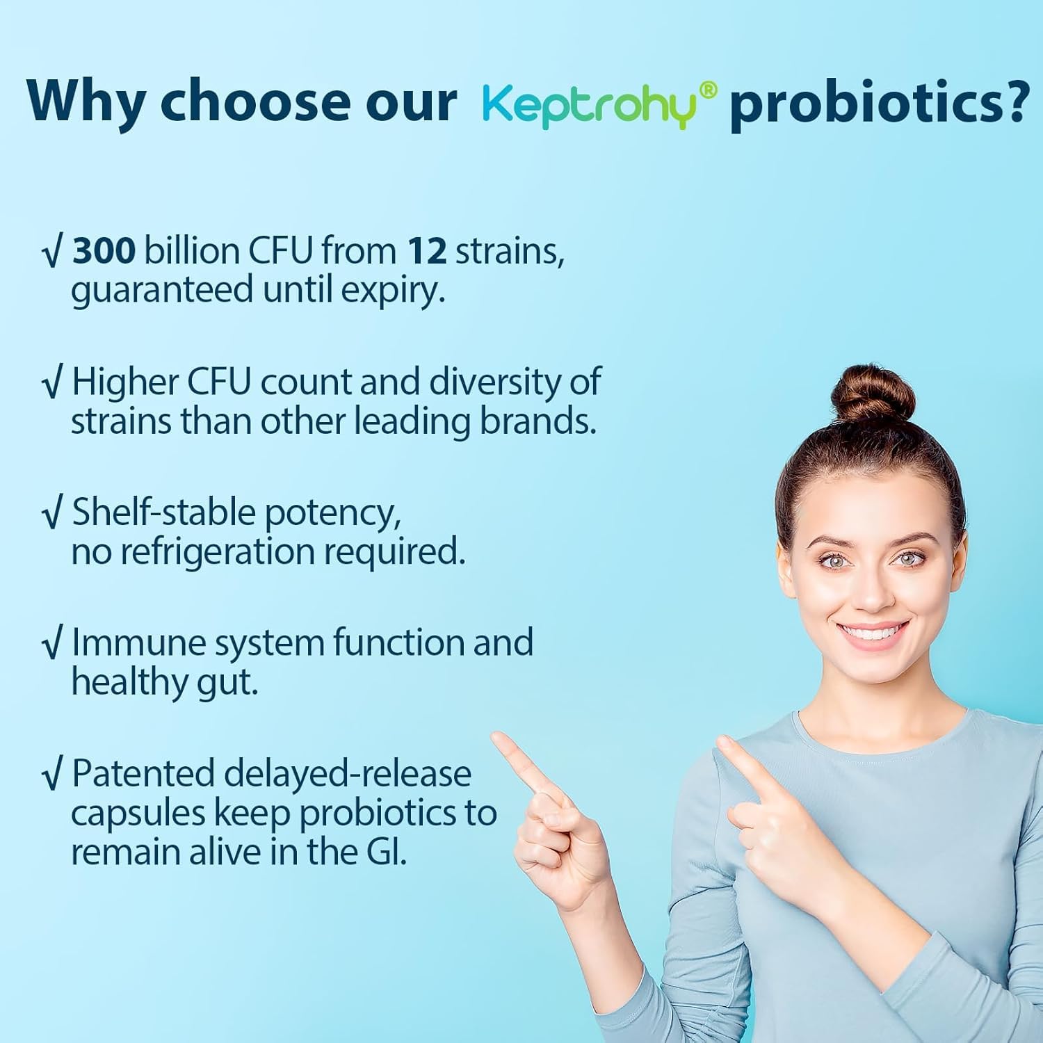 Keptrohy etiqueta con ingredientes y prebióticos orgánicos para verificación clara