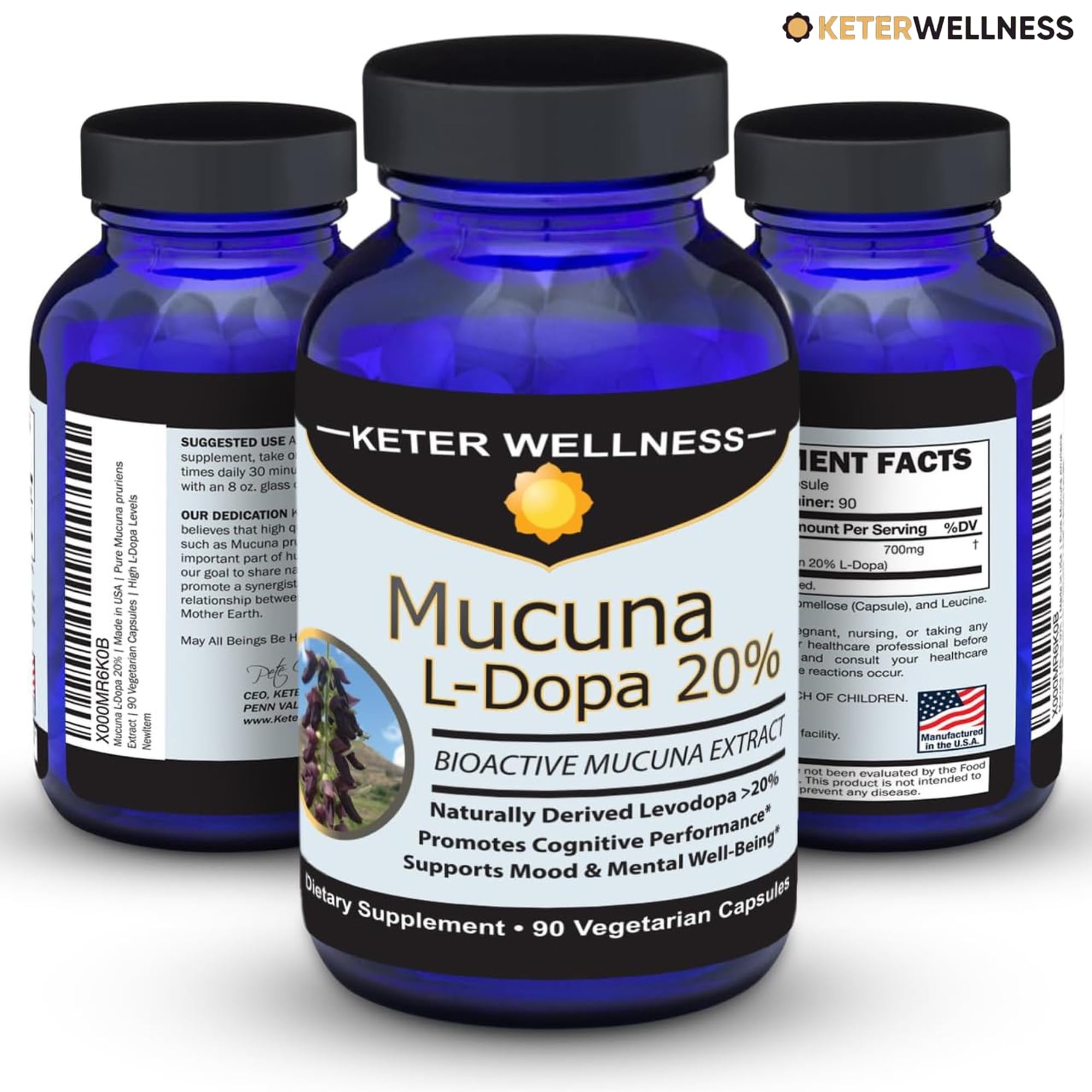 Keter Wellness persona trabajando con botella del suplemento al lado