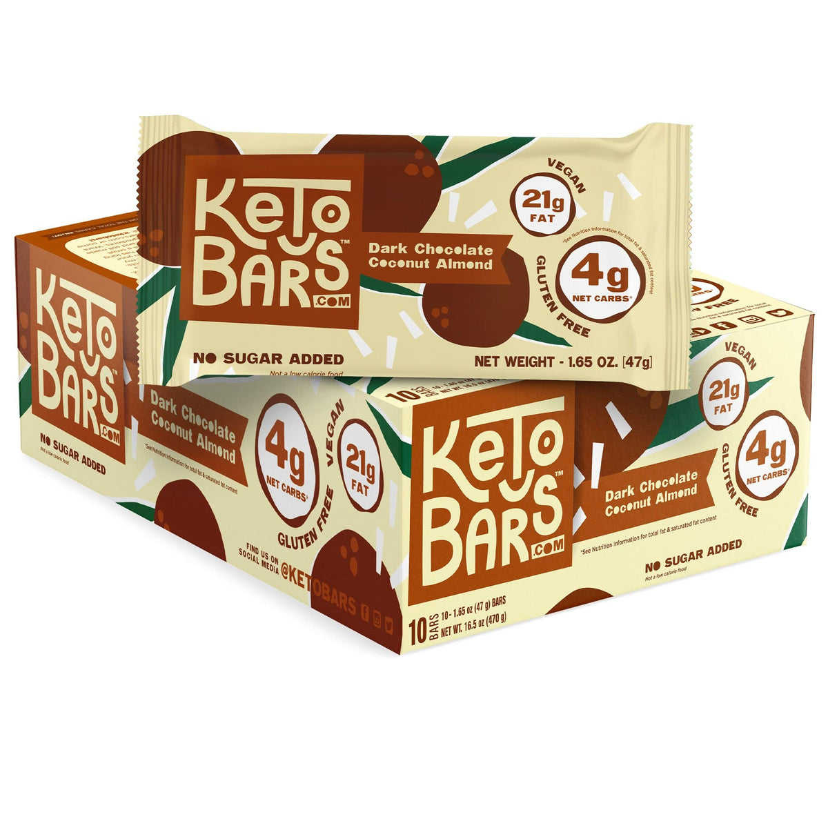 Keto Bars empaque frontal mostrando marca y beneficios para una elección cetogénica