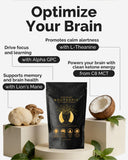 Keto Brainz polvo en primer plano texturizado que facilita mezcla rápida