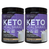 KETO SCIENCE envase frontal del batido cetogénico muestra sabor vainilla y beneficios