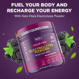 Keto Vitals ingredientes en primer plano, mezcla de minerales y antioxidantes visibles