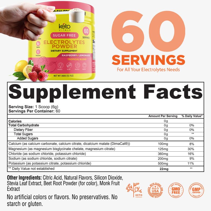 Keto Vitals vaso con bebida rosa preparada y beneficio de reponer electrolitos