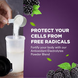 Keto Vitals bebida Blackberry servida con hielo, hidratación refrescante sin azúcar