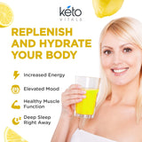 Keto Vitals bebida preparada en vaso para hidratación sin azúcar tras ejercicio