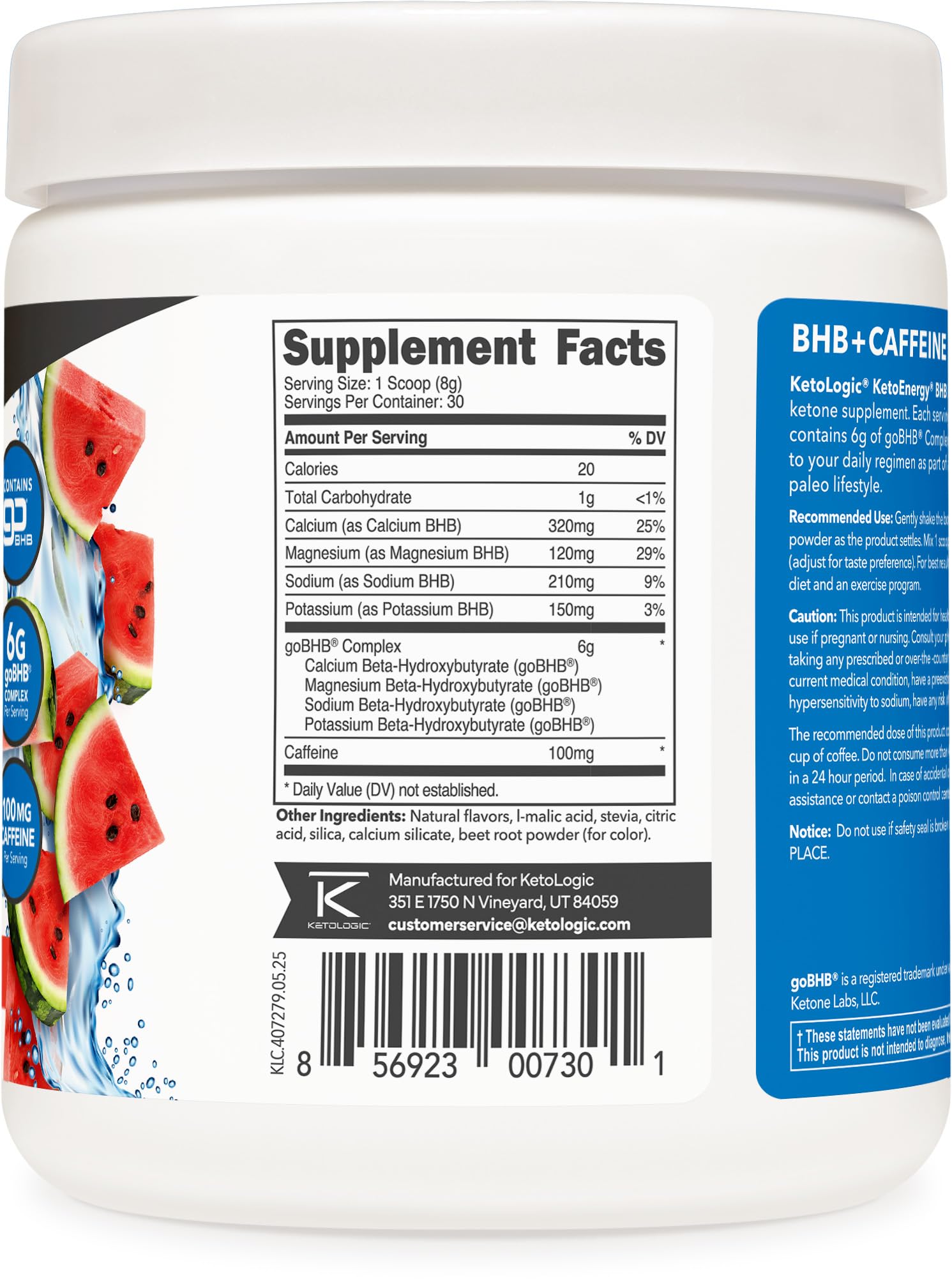 Ketologic KetoEnergy caja junto a una palma para comparar tamaño y porciones