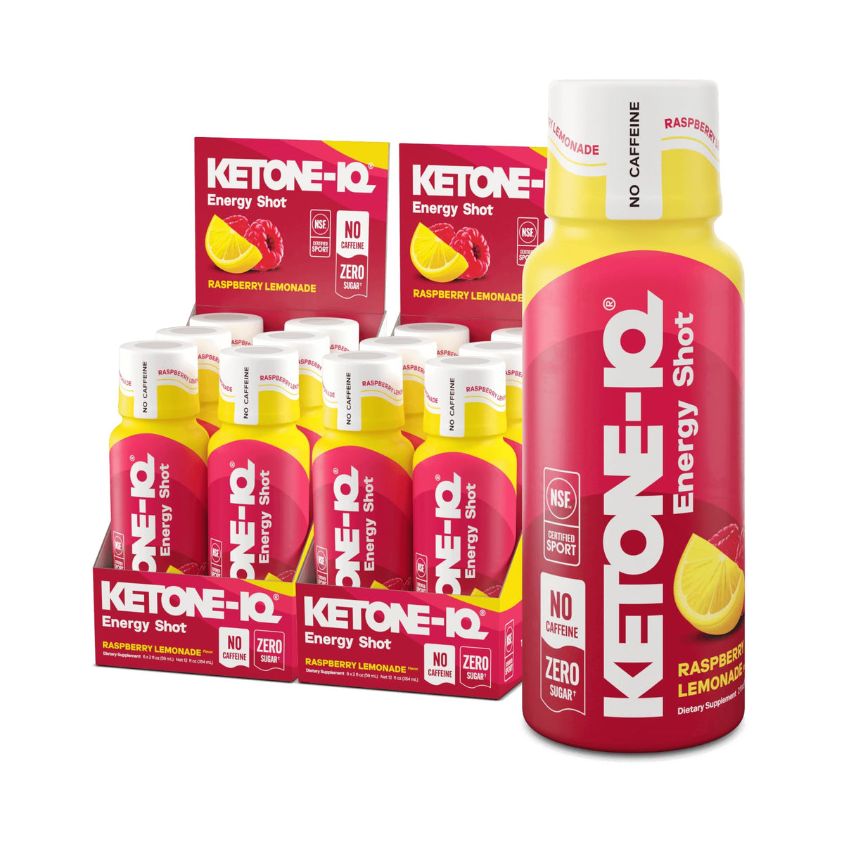 Ketone-IQ vista frontal del envase Raspberry Lemonade, energía limpia inmediata