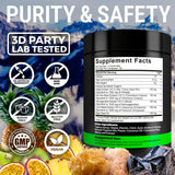 Key Elements gomitas junto a frutas tropicales resaltando sabor