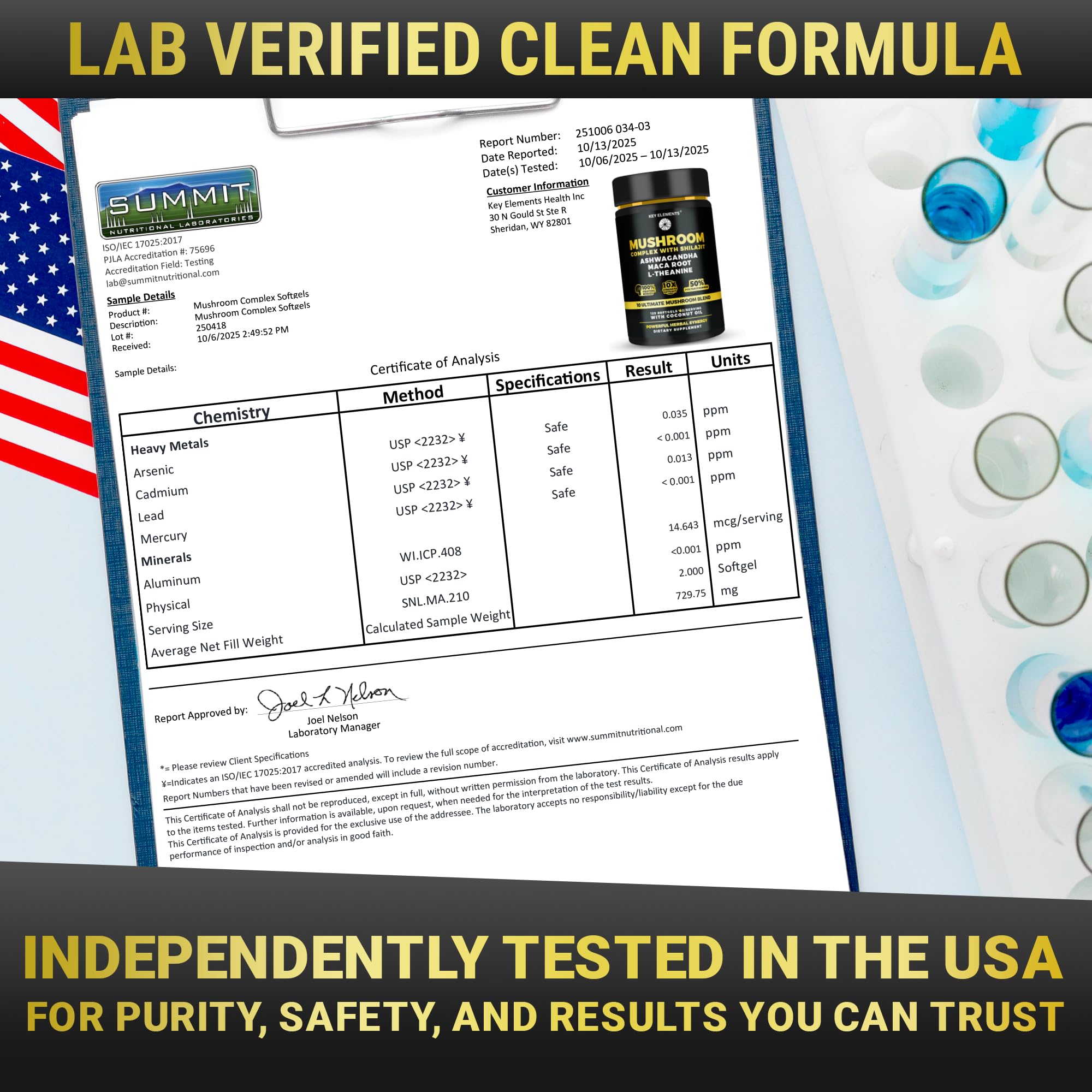 KEY ELEMENTS detalle de un softgel para apreciar la textura y fácil ingestión
