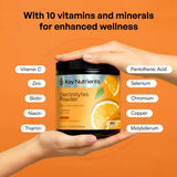 KEY NUTRIENTS vaso con bebida preparada, hidratación sin calorías