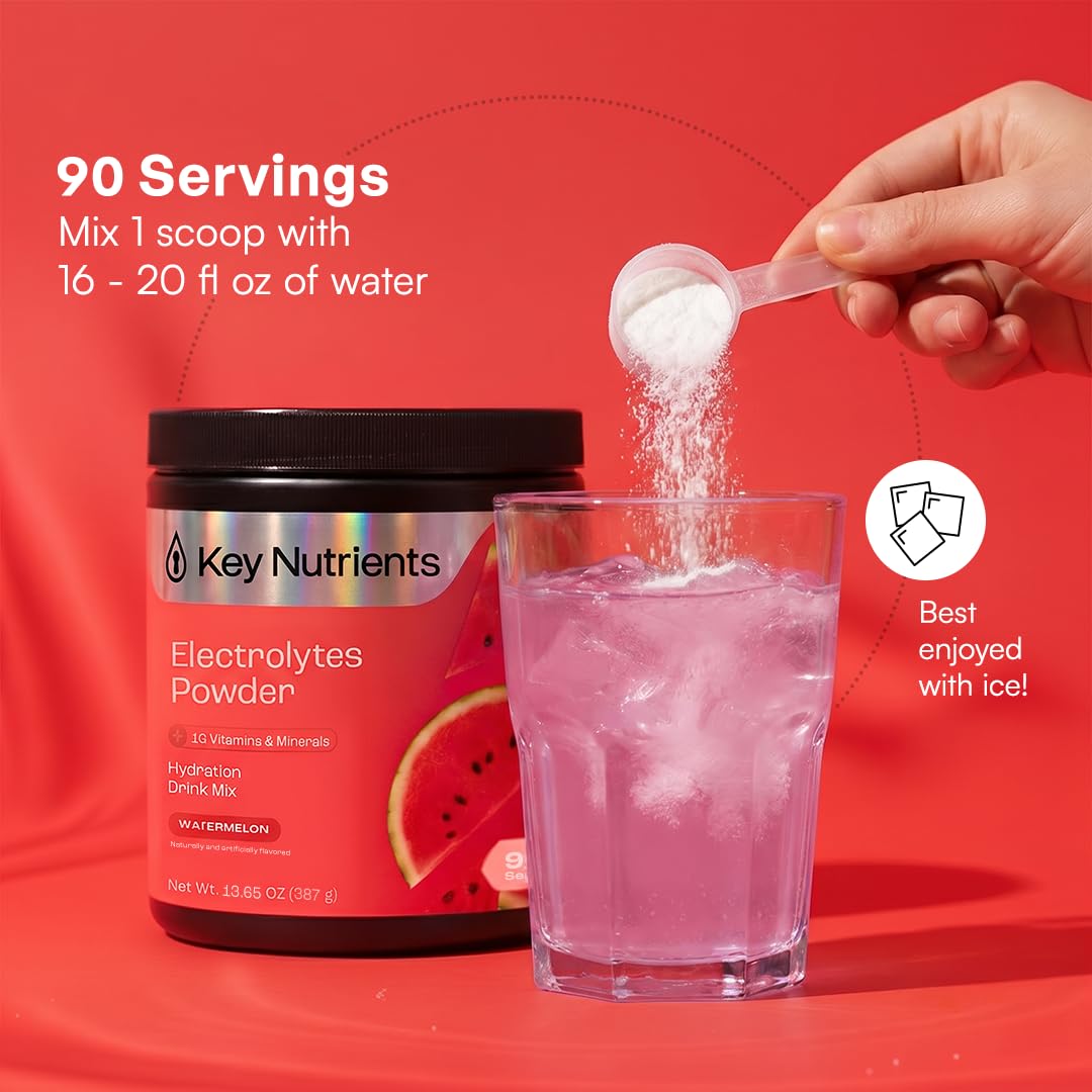 KEY NUTRIENTS etiqueta con lista de minerales y vitaminas visibles