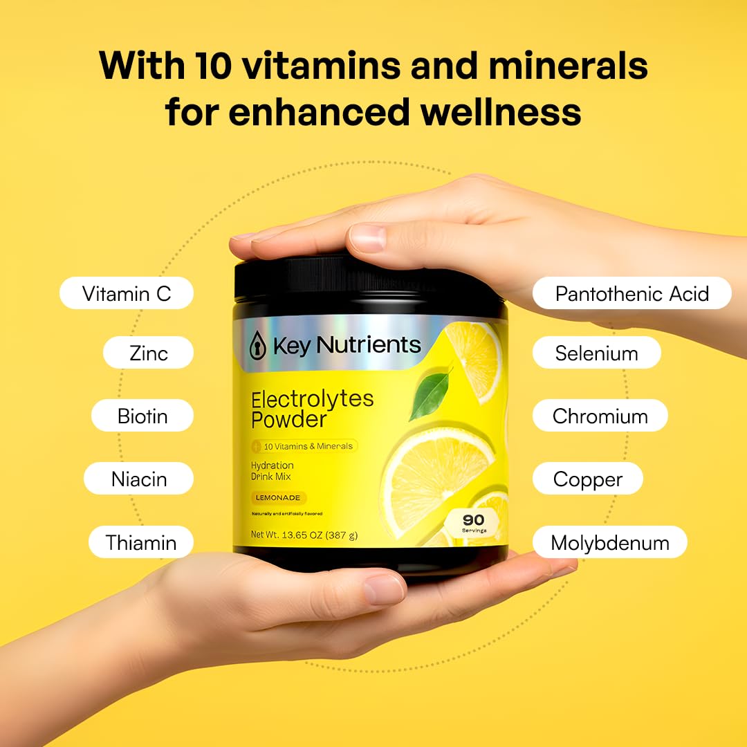 KEY NUTRIENTS etiqueta nutricional legible con electrolitos y vitaminas listadas